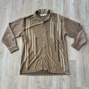 Mens Silversilk Luxe Brown/Tan Button Up Shirt - XL